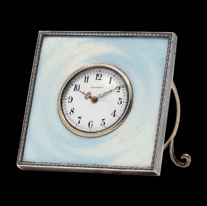 Настольные часы Фаберже, позолота, эмаль «гильоше»
