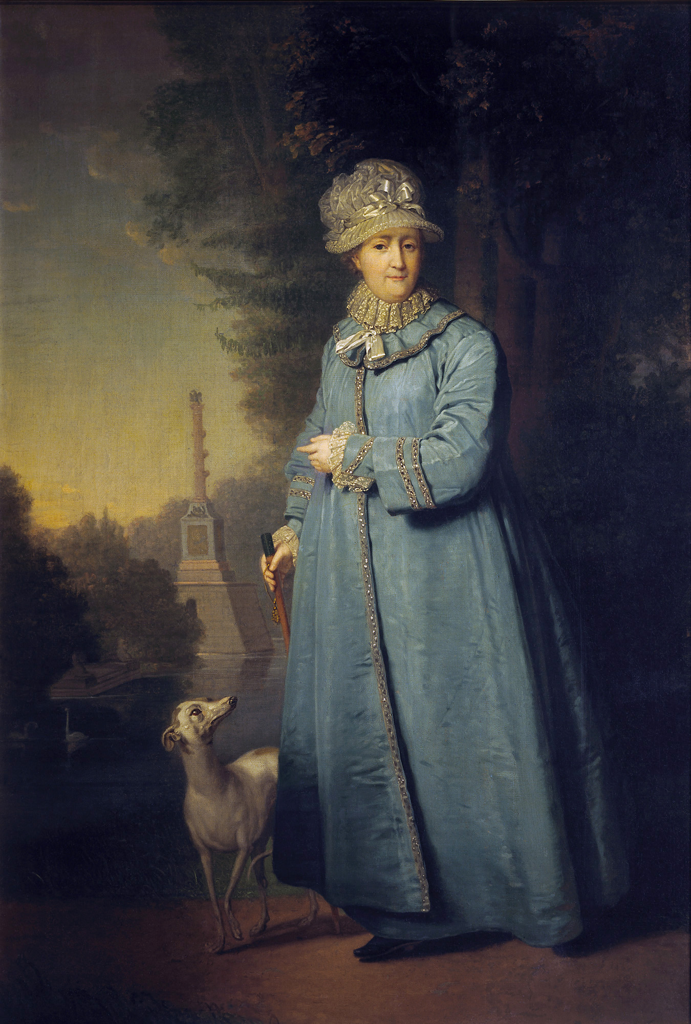 Владимир Боровиковский. Екатерина II на прогулке в Царскосельском парке (с Чесменской колонной на фоне), 1794