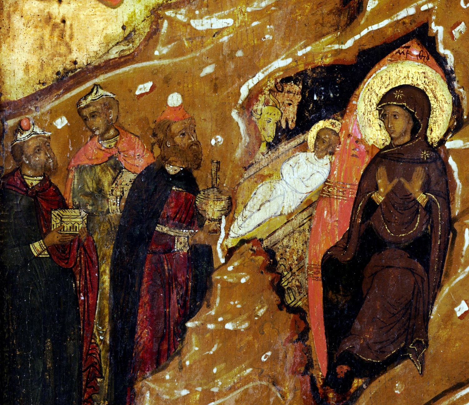 Фрагмент иконы Рождество Христово, XVI в.
