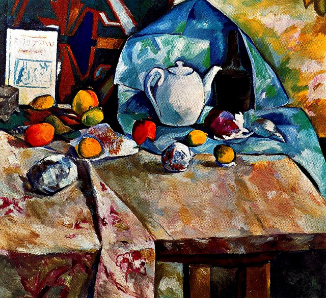 Наталья Гончарова. Натюрморт с чайником и апельсинами, 1909-1910