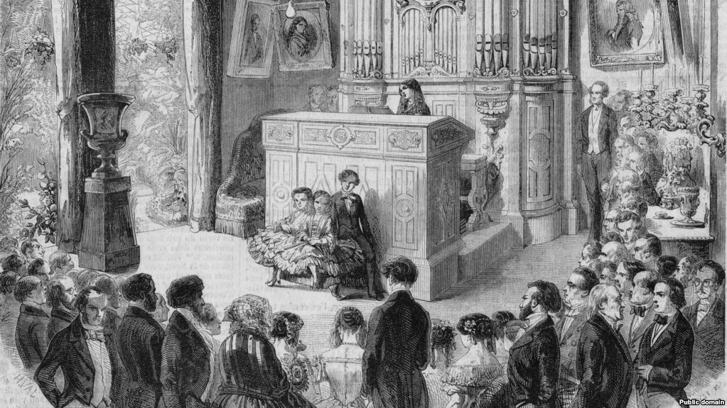 Салон мадам Виардо. Гравюра Валя и Беста, 1853