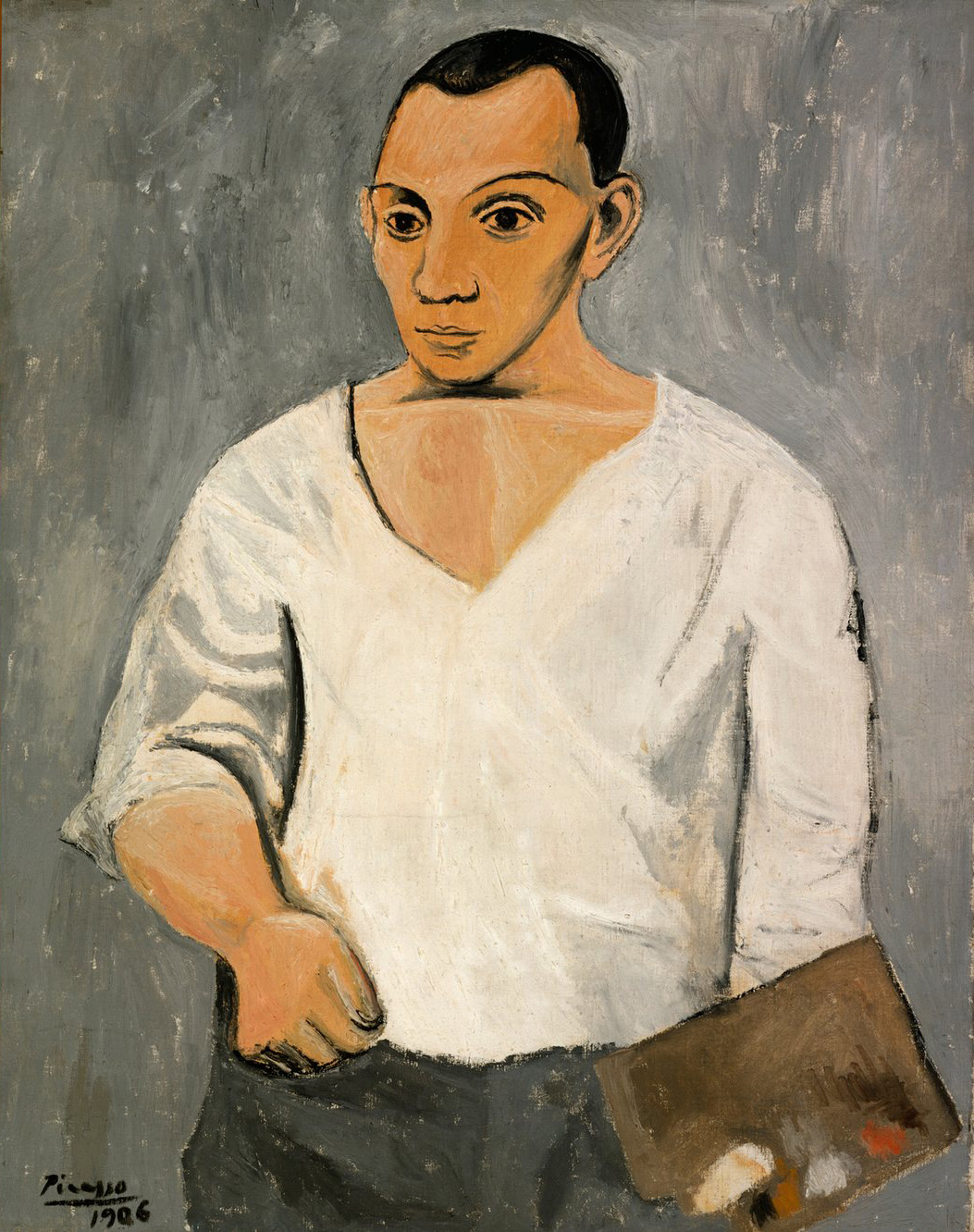 Пабло Пикассо. Автопортрет с мольбертом, 1906