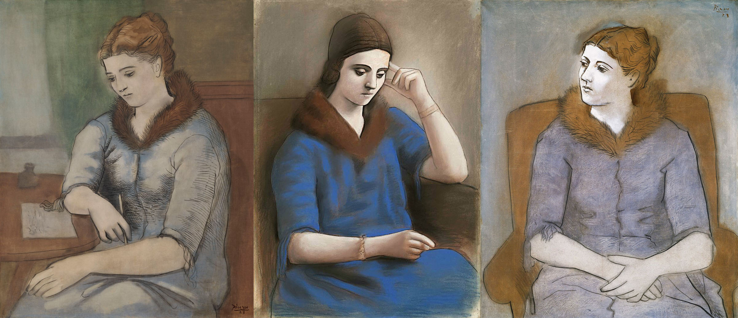 Пабло Пикассо. Письмо, 1923. Ольга в задумчивости, 1923. Ольга, 1923.