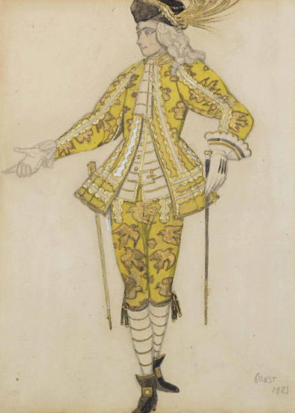 Лев Бакст, 1921 / Дизайн костюма для «Спящей красавицы»: паж феи Канарейки / £20,000-£30,000